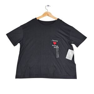 DISNEY PARKS WOMENS J’ADORE MICKEY MOUSE BLACK POCKET T-SHIRT - SIZE X-SMALL